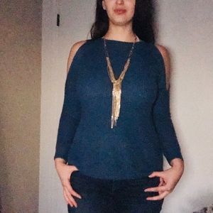 Fashion Nova | Blue Off th Shoulder Sweater